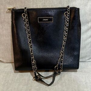 DKNY Shimmering Black Chain Shoulder Bag